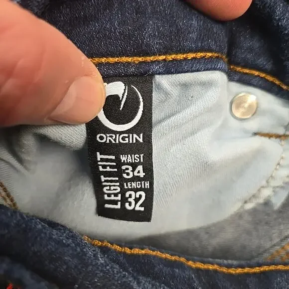 Origin Delta 68 Jeans Mens Size 34/32 (Actual 32/31) Blue Denim Workwear Stretch